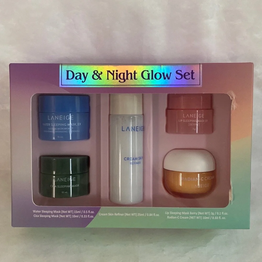 LANEIGE 5p Day & Night Glow Set Limited Edition NIB $75 Value